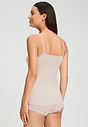Back view of a women model wearing HA moonlight modal/viscose/tencel Spaghetti Top