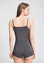 Back view of a women model wearing HA boulevard modal/viscose/tencel Spaghetti Top