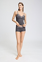 Full-body view of a women model wearing HA boulevard modal/viscose/tencel Spaghetti Top