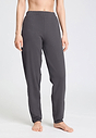 Front view of a women model wearing HA dark sesame cotton Long Pants