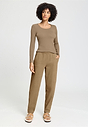 Full-body view of a women model wearing HA desert clay cotton Long Pants