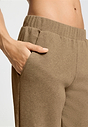 Close-up view of a women model wearing HA desert clay cotton Long Pants
