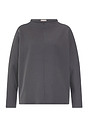 Front cutout view of HA dark sesame cotton Pullover