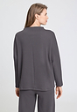 Back view of a women model wearing HA dark sesame cotton Pullover