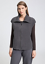 Front view of a women model wearing HA boulevard cotton Zippered vest