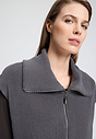 Close-up view of a women model wearing HA boulevard cotton Zippered vest