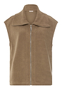 Front cutout view of HA suede camel cotton Zippered vest