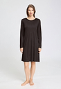 Front view of a women model wearing HA dark mocha modal/viscose/tencel L/SLV Nightdress 100cm