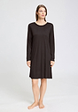 Full-body view of a women model wearing HA dark mocha modal/viscose/tencel L/SLV Nightdress 100cm