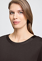 Close-up view of a women model wearing HA dark mocha modal/viscose/tencel L/SLV Nightdress 100cm