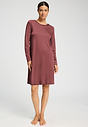Front view of a women model wearing HA apple butter modal/viscose/tencel L/SLV Nightdress 100cm