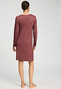 Back view of a women model wearing HA apple butter modal/viscose/tencel L/SLV Nightdress 100cm