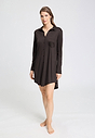 Front view of a women model wearing HA dark mocha modal/viscose/tencel L/SLV Nightdress 90cm