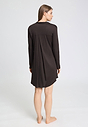 Back view of a women model wearing HA dark mocha modal/viscose/tencel L/SLV Nightdress 90cm