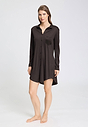 Full-body view of a women model wearing HA dark mocha modal/viscose/tencel L/SLV Nightdress 90cm