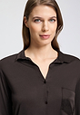 Close-up view of a women model wearing HA dark mocha modal/viscose/tencel L/SLV Nightdress 90cm