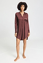 Front view of a women model wearing HA apple butter modal/viscose/tencel L/SLV Nightdress 90cm