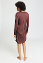 Back view of a women model wearing HA apple butter modal/viscose/tencel L/SLV Nightdress 90cm