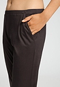 Close-up view of a women model wearing HA dark mocha modal/viscose/tencel Long Pants