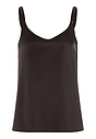Front cutout view of HA dark mocha silk Spaghetti Top
