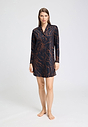 Front view of a women model wearing HA navy wildness cotton L/SLV Nightdress 90cm