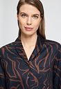 Close-up view of a women model wearing HA navy wildness cotton L/SLV Nightdress 90cm