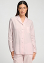 Front view of a women model wearing HA rose check cotton L/SLV Shirt