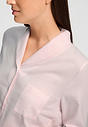 Close-up view of a women model wearing HA rose check cotton L/SLV Shirt