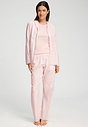 Full-body view of a women model wearing HA rose check cotton Long Pants
