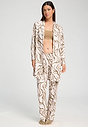 Full-body view of a women model wearing HA wild suede cotton Long Pants
