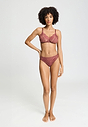 Full-body view of a women model wearing HA apple butter microfibre Thong