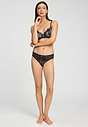 Full-body view of a women model wearing HA black microfibre U/wire Bra