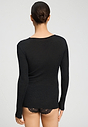 Back view of a women model wearing HA phantom wool L/SLV Shirt