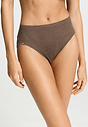 Front view of a women model wearing HA natural teak wool Maxi Briefs