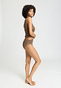 Full-body view of a women model wearing HA natural teak wool Maxi Briefs