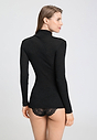 Back view of a women model wearing HA phantom wool Turtle-Neck Shirt