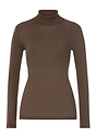 Front cutout view of HA natural teak wool Turtle-Neck Shirt