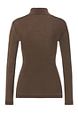 Back cutout view of HA natural teak wool Turtle-Neck Shirt