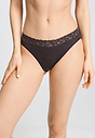 Front view of a women model wearing HA dark mocha cotton Mini Briefs