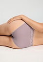 Close-up view of a women model wearing HA stormy rose cotton Mini Briefs
