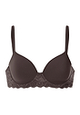 Front cutout view of HA dark mocha microfibre Padded Bra
