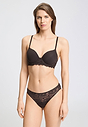 Front view of a women model wearing HA dark mocha microfibre Padded Bra