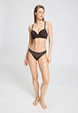 Full-body view of a women model wearing HA dark mocha microfibre Padded Bra