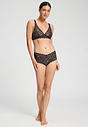 Full-body view of a women model wearing HA dark mocha microfibre Panty