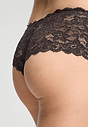 Close-up view of a women model wearing HA dark mocha microfibre Panty