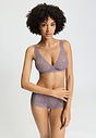 Front view of a women model wearing HA stormy rose microfibre Soft Cup Bra