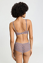 Back view of a women model wearing HA stormy rose microfibre Soft Cup Bra