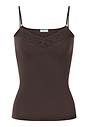 Front cutout view of HA dark mocha cotton Spaghetti Top