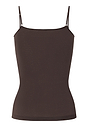 Back cutout view of HA dark mocha cotton Spaghetti Top