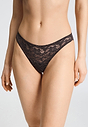 Front view of a women model wearing HA dark mocha microfibre Thong